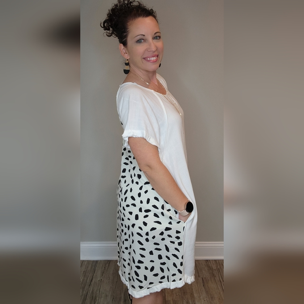 Umgee Black and White Boxy Dress